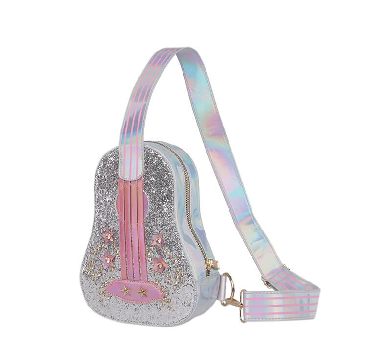 Sparkly Pink Guitar Crossbody Bag l Loonfung