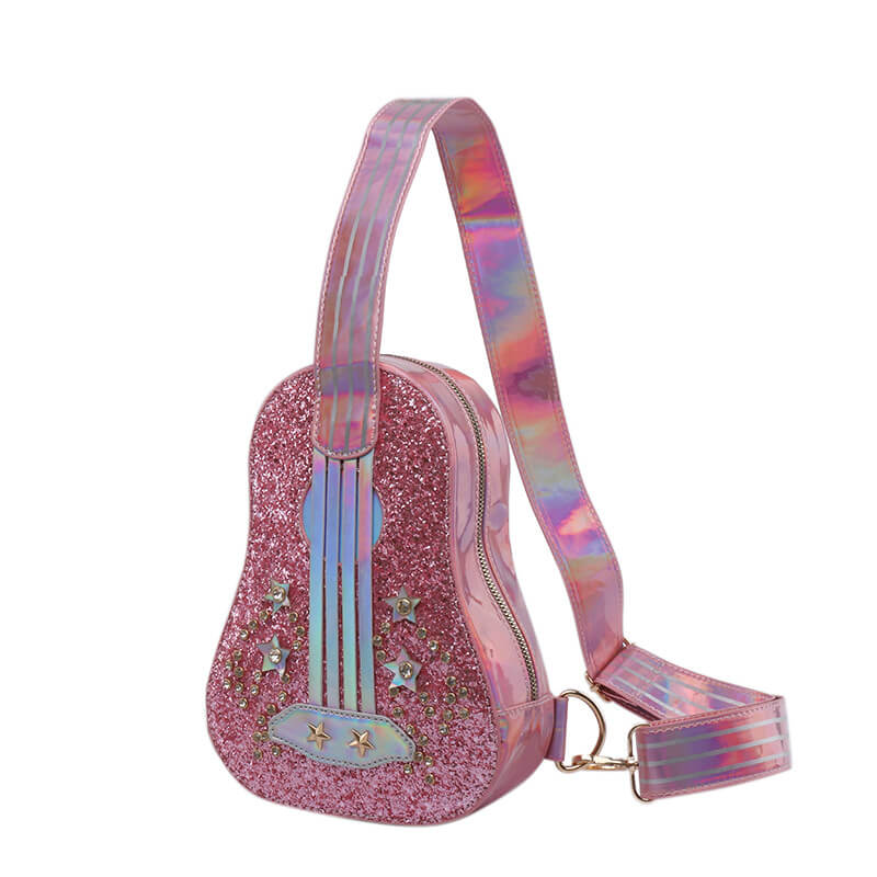 Sparkly Pink Guitar Crossbody Bag l Loonfung