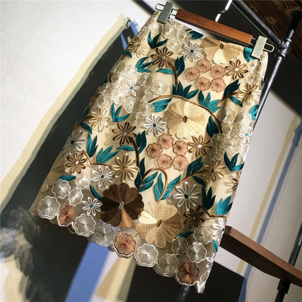 Floral Embroidered Lace Midi Skirt LOONFUNG Clothing Trendy Summer Fashion 2024