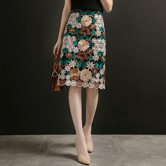 Floral Embroidered Lace Midi Skirt LOONFUNG Clothing Trendy Summer Fashion 2024