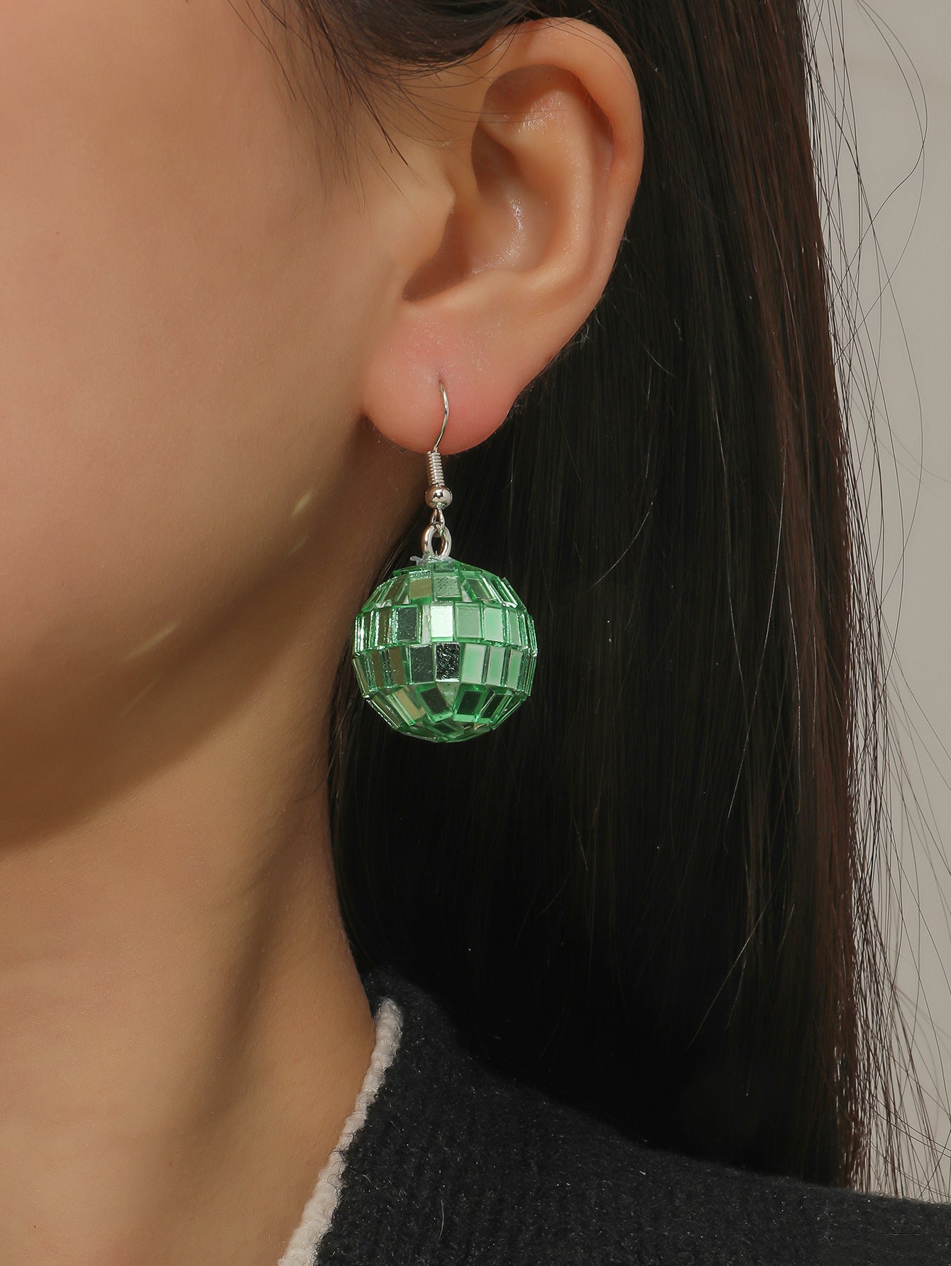 green mirror ball earrings, taylor swift style