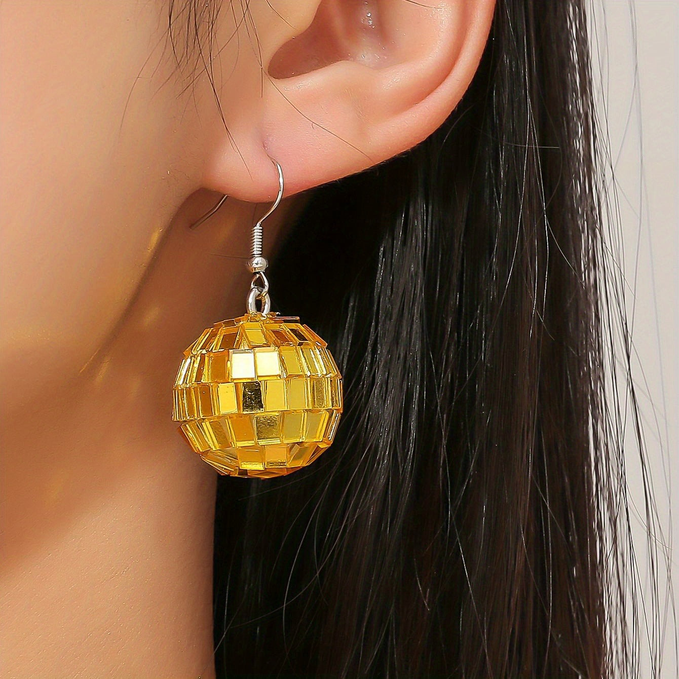 gold mirror ball earrings, taylor swift style