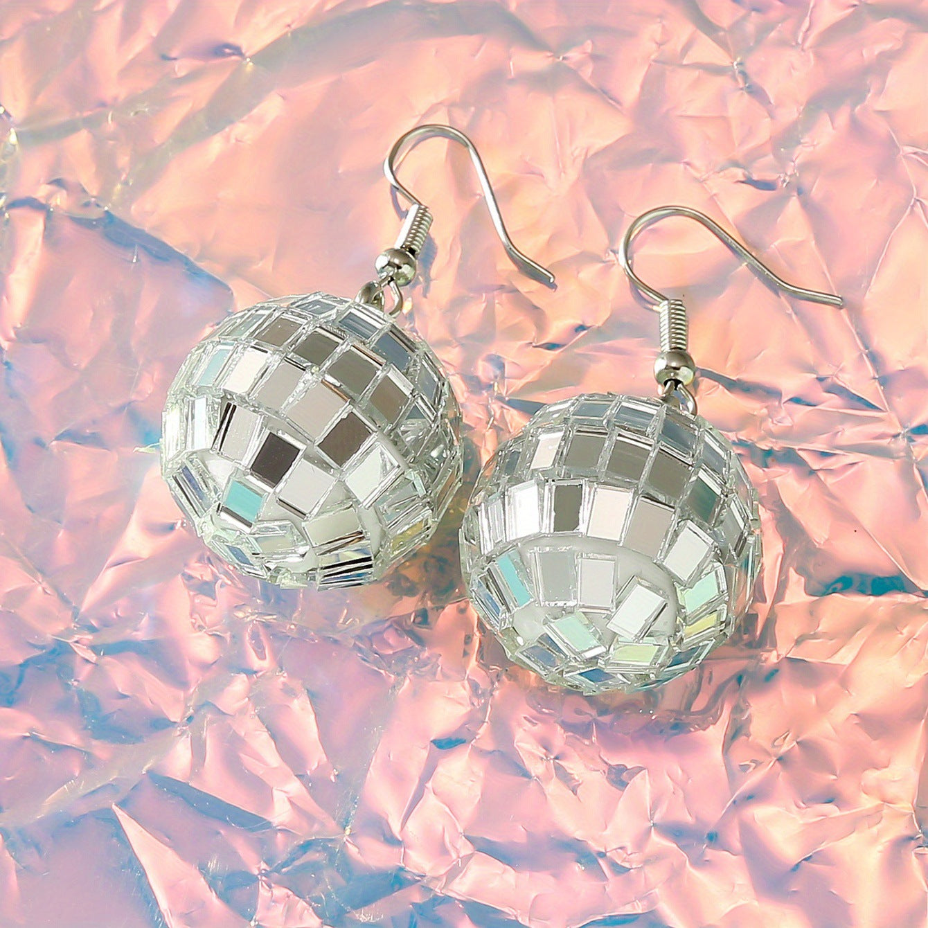silver mirror ball earrings, taylor swift style